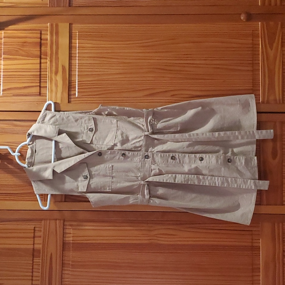 Khaki Color Dress Button Down